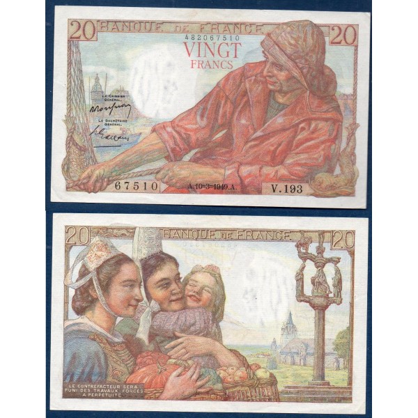 20 Francs Pêcheur, Sup, 10.3.1949 Billet de la banque de France