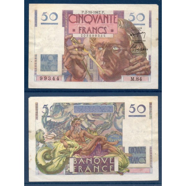 50F Le Verrier, TTB, 2.10.1947, Billet de la banque de France