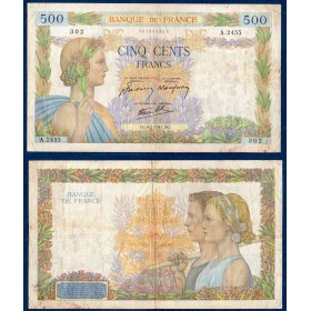 500 Francs La Paix, TB, 6.2.1941 Billet de la banque de France