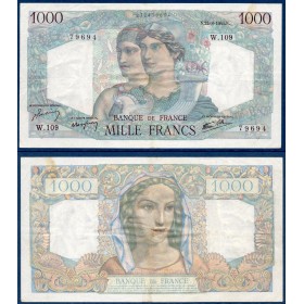 1000 Francs Minerve et Hercule, TTB, 23.8.1945 Billet de la banque de France