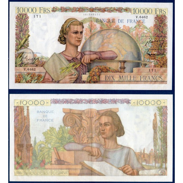 10000 Francs Génie Français, Sup-, 7.1.1954 Billet de la banque de France