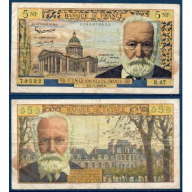 5 Nouveaux Francs Victor Hugo, TB-, 2.11.1961 Billet de la banque de France