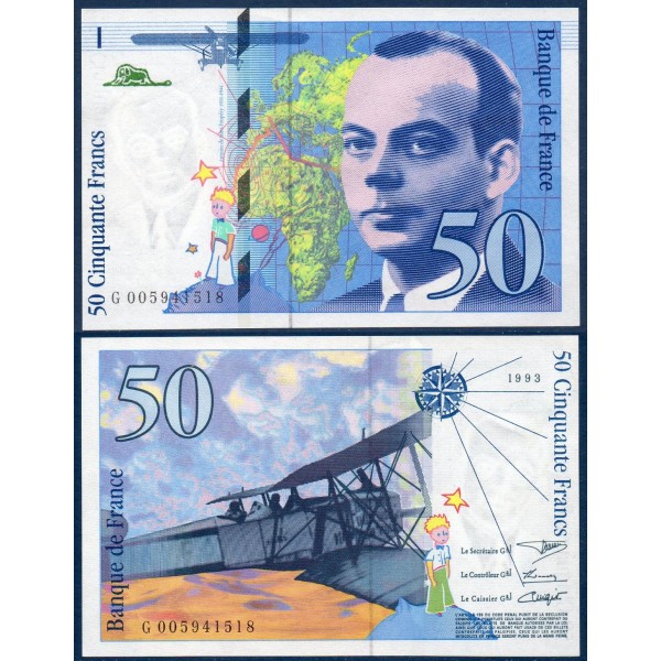 50 Francs St Exupéry, Spl, 1993 Billet de la banque de France