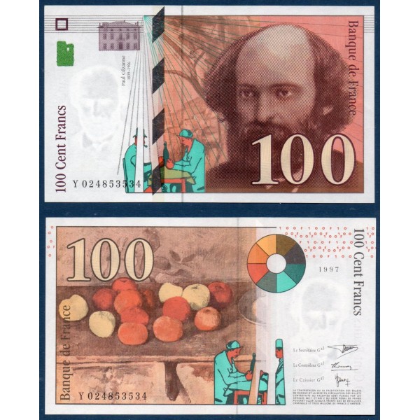100 Francs Cézanne, TTB, 1997 Billet de la banque de France