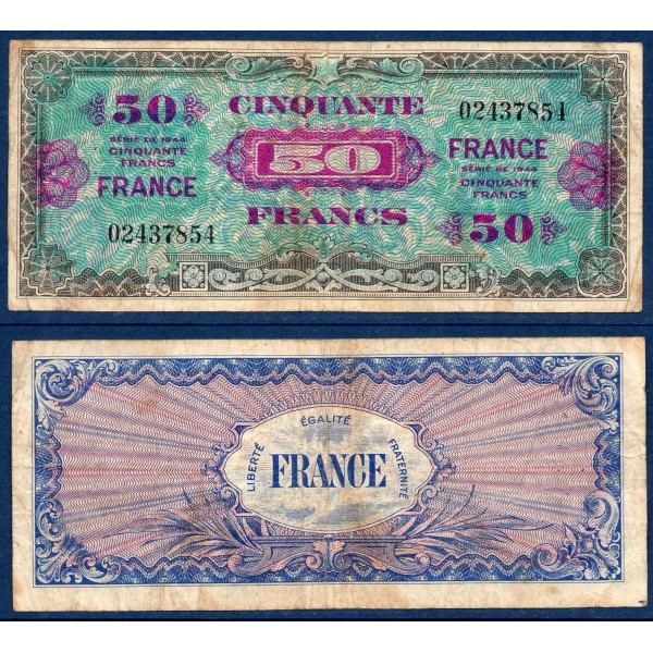 50 Francs France sans série, TB, 1945 Billet du trésor Central