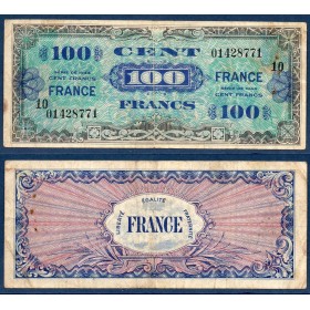 100F France série 10, TB, 1945 Billet du trésor Central