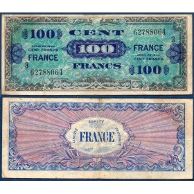 100F France série 3, TB, 1945 Billet du trésor Central
