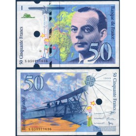 50 Francs St Exupéry Annulé, TTB, 1999 Billet de la banque de France