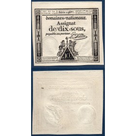 Assignat 10 sols, 24.10.1792, NEUF, signature Guyon