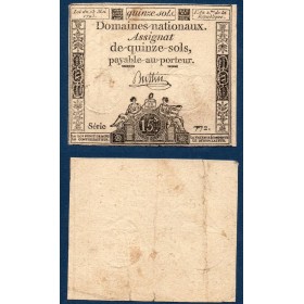 Assignat 15 sols 23.5.1793, TB, signature Buttin