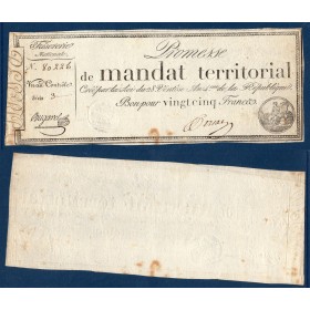 25 francs avec série, Promesse de mandat territorial, 28 ventose an 4, TTB, signature inconnue