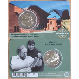 2 euro commémorative Finlande 2026, Raili et Reima Pietilä, Coin-card version finlandaise et suédoise