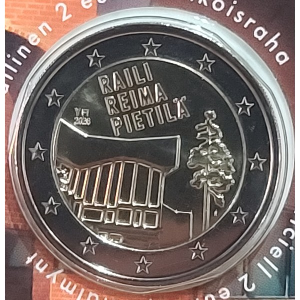 2 euro commémorative Finlande 2026, Raili et Reima Pietilä, Coin-card version anglaise
