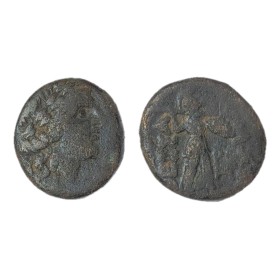 Théssalie, ligue Thessalienne Larissa unité Cuivre (-196 à -146) Appolon et Athena monnaie