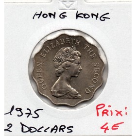 Hong Kong 2 dollar 1975 Spl, KM.37 2eme portrait