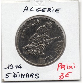 Algérie 5 dinars 1974 Sup KM.108 dauphin, révolution algerienne