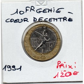 10 francs Génie bastille 1991 Sup fautée coeur decentré
