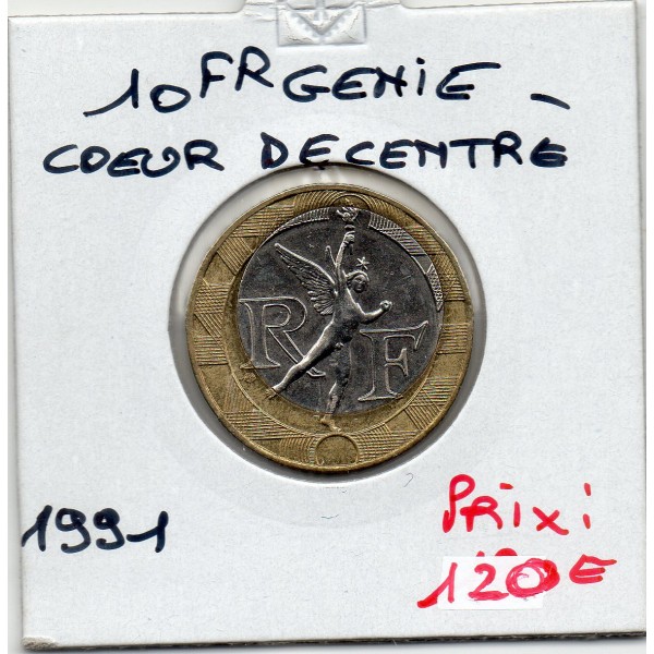 10 francs Génie bastille 1991 Sup fautée coeur decentré