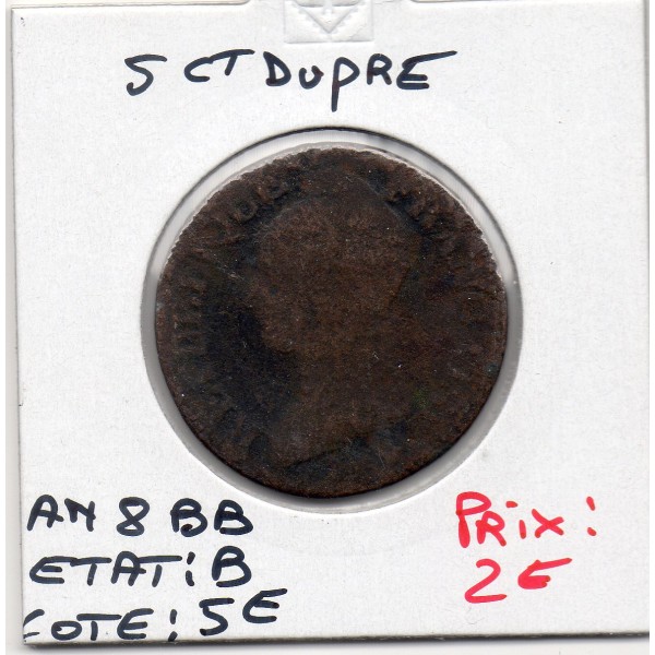 5 centimes Dupré An 8 BB Strasbourg B