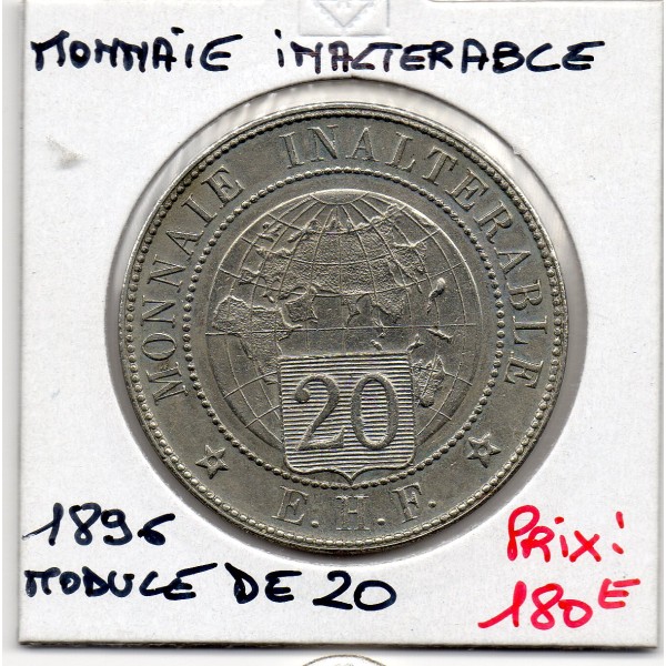Essai monnaie inaltérable Module de 20 1896 Sup+