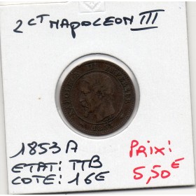2 centimes Napoléon III tête nue 1853 A Paris TTB