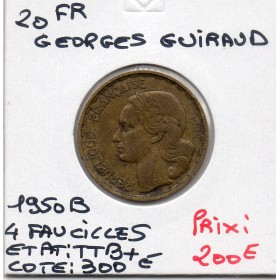 20 francs Coq Georges Guiraud 4 faucilles 1950 B TTB+ rare