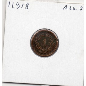 Suisse 1 rappen 1882 TTB, KM.3 choc