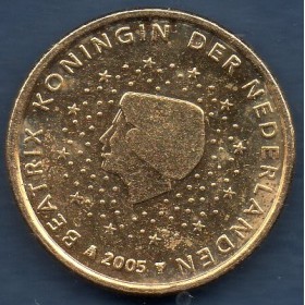 Pièce de 1 centime d'Euro dorée, 2005, Pays-Bas
