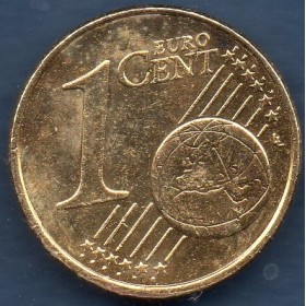 Pièce de 1 centime d'Euro dorée, 2005, Pays-Bas