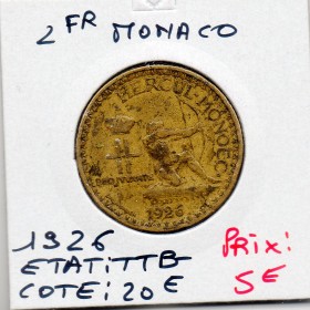 Monaco 2 francs 1926 TTB-, Gad.130 crédit Foncier