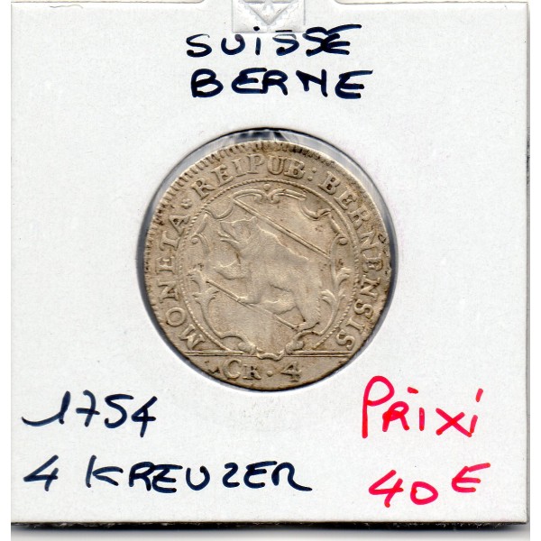 Suisse Ville de Berne 4 Kreuzer 1754 TTB, KM.87