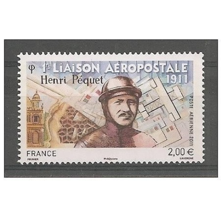Timbre France Poste Aérienne Yvert 74a Henri Pécquet, Issu de la mini feuille de 10