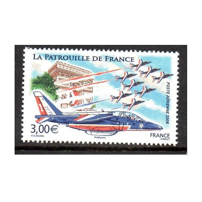 Timbre France Poste Aérienne Yvert 71a La patrouille de France, Issu de la mini feuille de 10