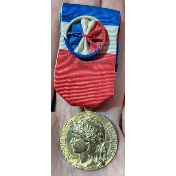Medaille vermeil Honneur et travail 1996 avec ruban et rosette