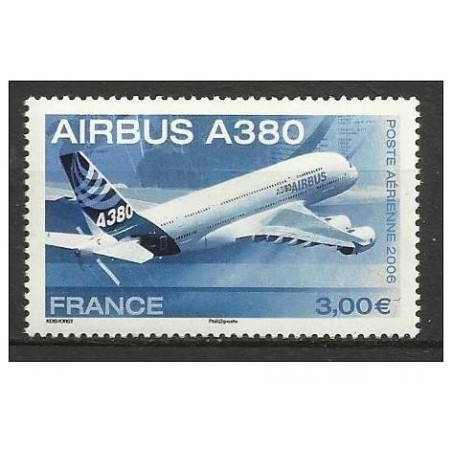 Timbre France Poste Aérienne Yvert 69a Airbus A380, issu de la mini feuille de 10