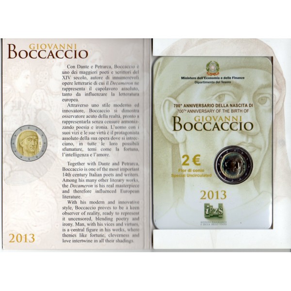 2 euros commémorative Italie 2013 Giovanni Boccaccio