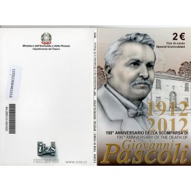 2 euros commémorative BU, Italie, 2012, Giovanni Pascoli pièce de monnaie €
