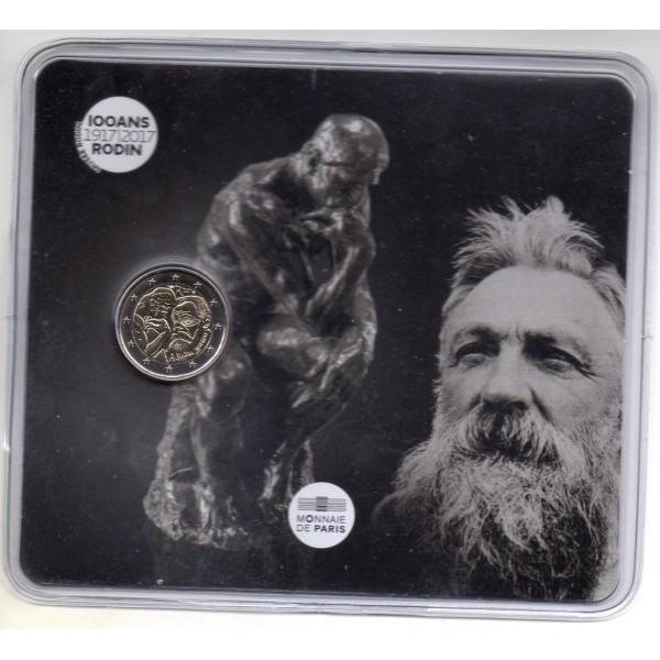 2 euros commémorative BU coin-card, France 2017  Auguste Rodin