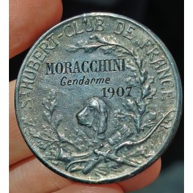 Médaille Saint Hubert Club de france 1907 gendarme argent