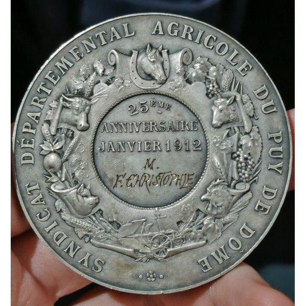Médaille Syndicat Agricole du Puy de dome 1912 Bottée