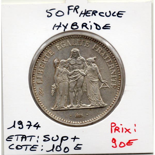 50 francs Hercules Avers 20 francs 1974 Sup+ Hybride