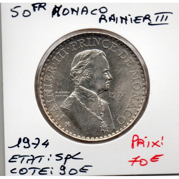 Monaco 50 francs 1974 Spl, Gad.162 Rainier III