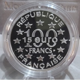 100 francs / 15€ argent BE 1996, Grand'Place de Bruxelles