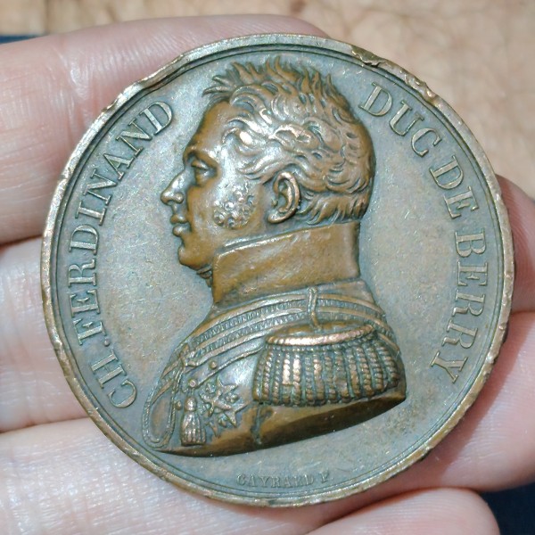 Médaille Mort de Charles Ferdinand de Berry 1820 Gayrard