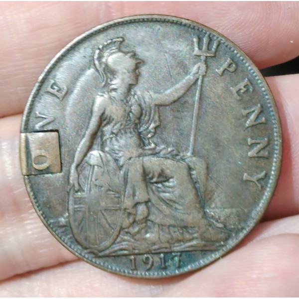1 penny Georges V 1917 transformée porte photo
