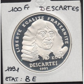 100 francs/15 écus Descartes 1991 BE, France pièce de monnaie