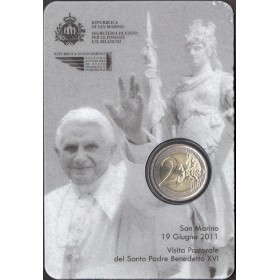 Pièce 2 euros BU Coincard, Saint-Marin 2011, Visite Pastoral Pape Benoît XVI