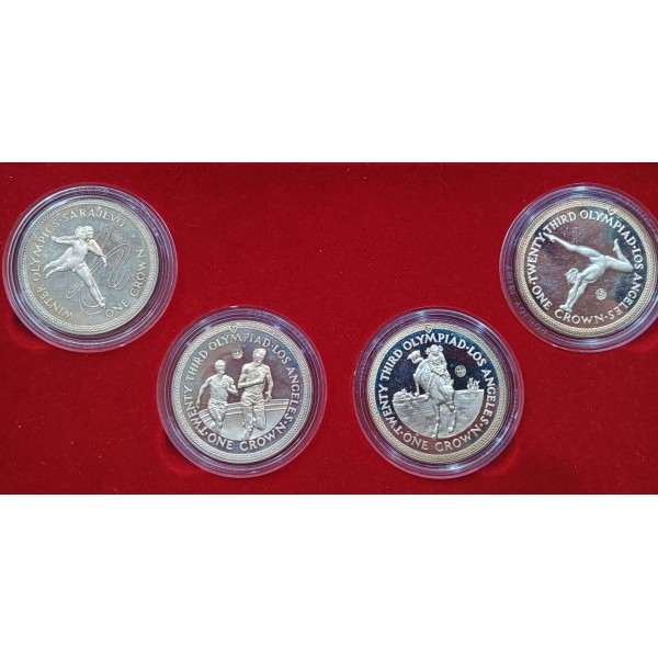 Coffret ile de Man 4x1 Crown 1984 Spl, JO Los  Angeles