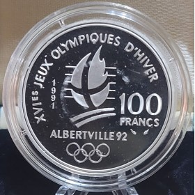 100 franc argent BE 1991, JO Albertville - Ski de fond