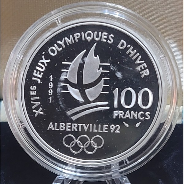 100 franc argent BE 1991, JO Albertville - Ski de fond
